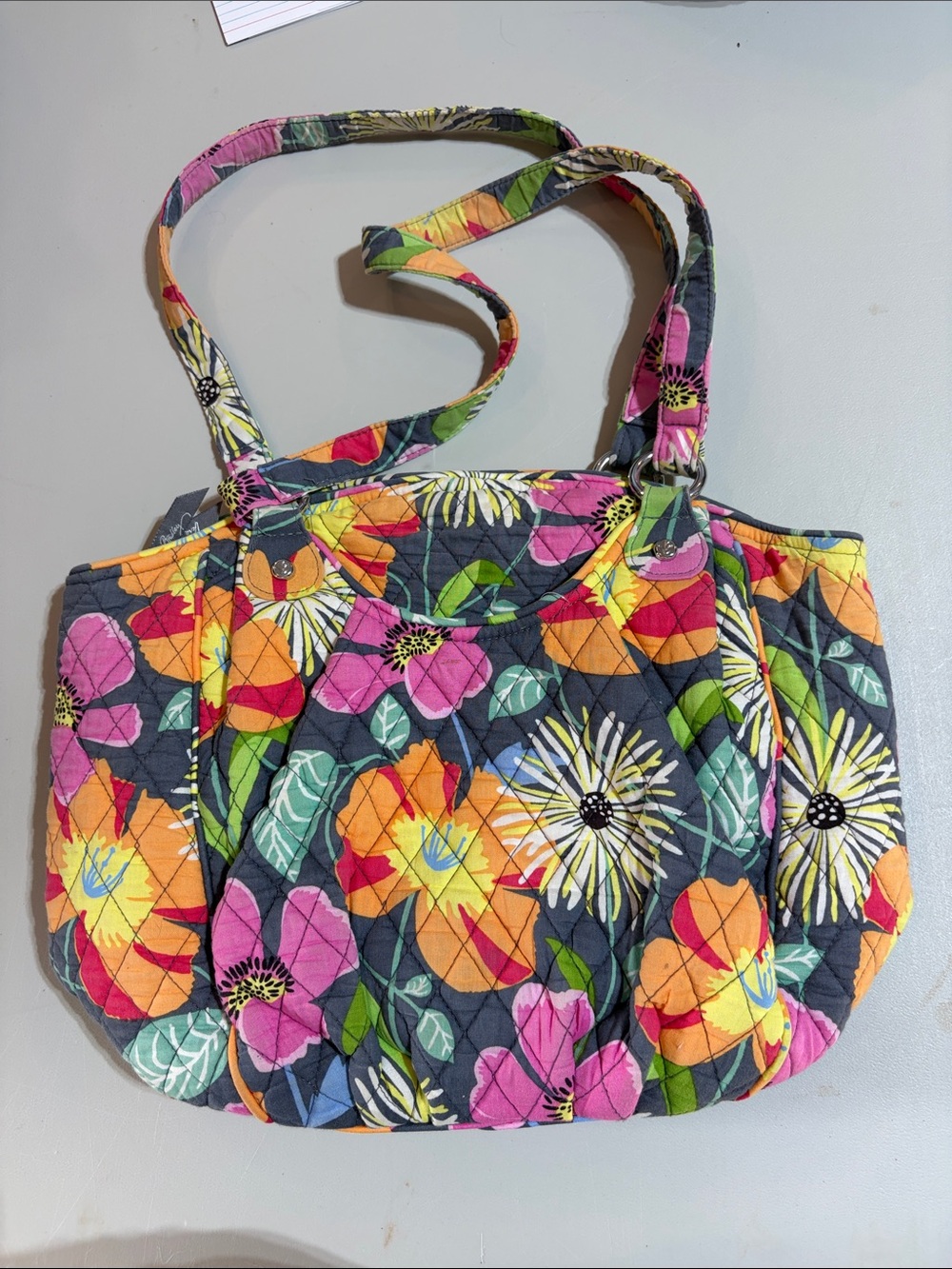 Vera Bradley Floral Quilted Tote in Gray Multicolor